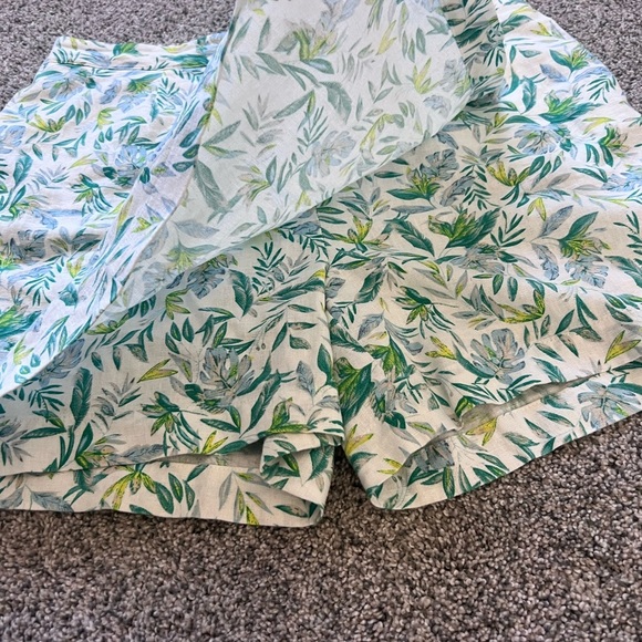 Ellen Tracy Linen Blend Tropical Print Pockets Elastic Back Waist Skort Size L - Picture 3 of 9